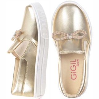Tênis Casual Infantil Feminino Iate Slip-on Menina Laço Brilho Confortável Moda Atual Blogueira Festa Menina Calce Fácil Leve