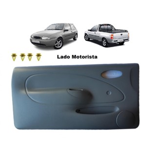Forro De Porta Dianteira Ford Fiesta 2 Portas Courier Anos 1996 A 2002 - Cinza - Lado Motorista