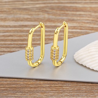 Brincos Geométricos Minimalistas Em Forma De U Para Mulheres De Perfuração De Orelha Ouro Cor Zircônia Jóias De Casamento Presente