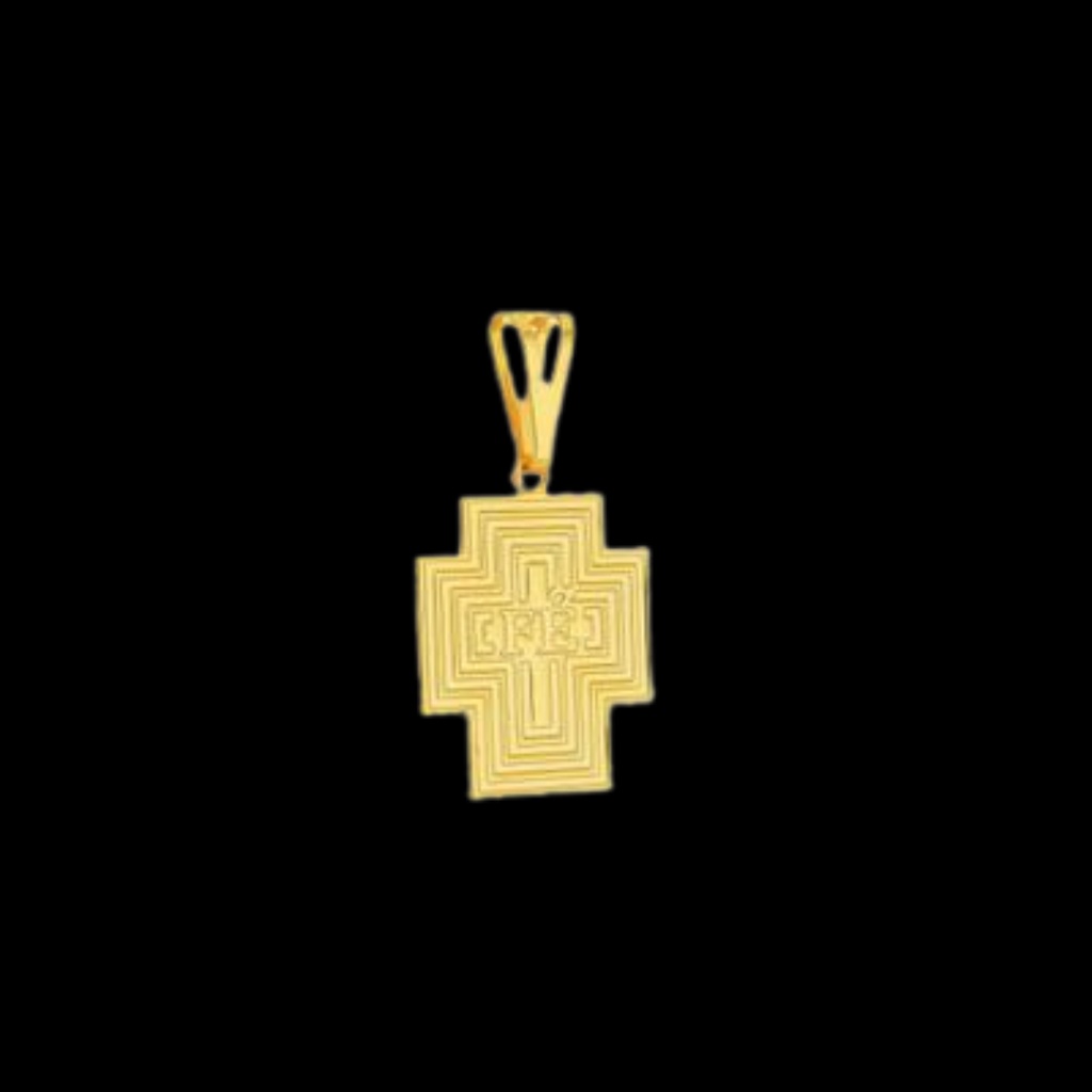 Combo Corrente Veneziana + Pingente Cruz 28  Banhado a Ouro 18k
