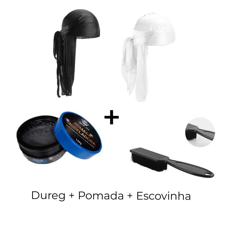 kit Bandana Dureg preta ou branca Touca 360 Waves durag Rapper Shopee Brasil