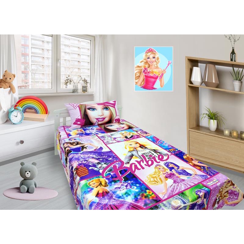 Jogo De Lençol E Fronha Barbie Kit 2pçs, Cobreleito