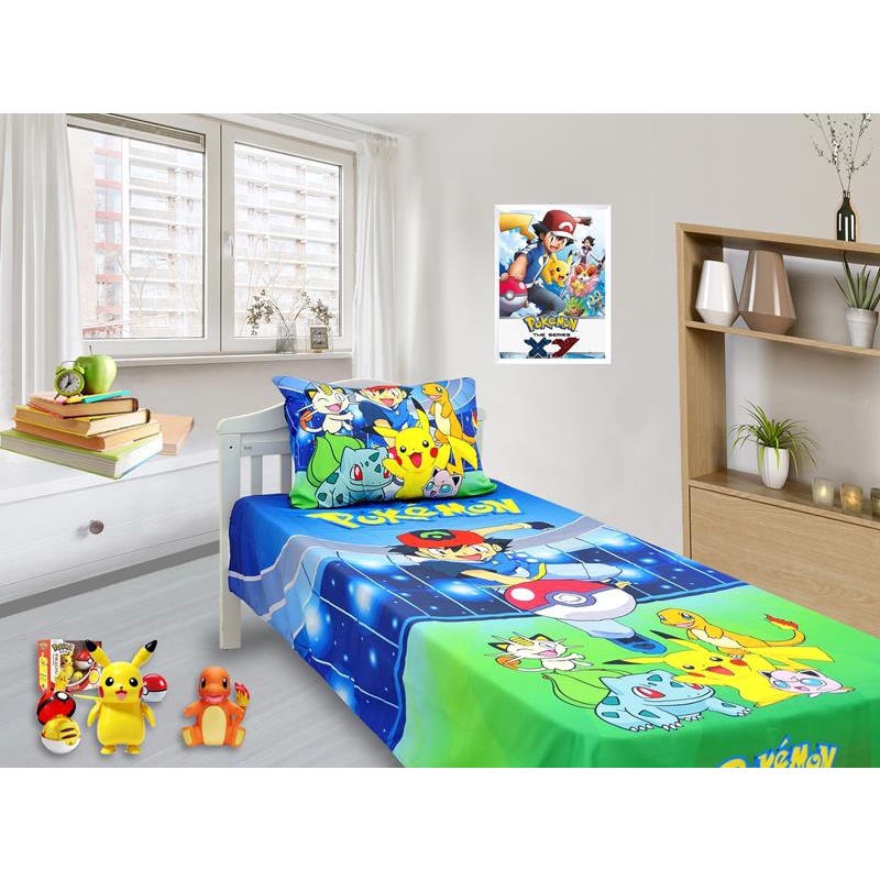 Jogo De Lençol Infantil E Fronha Pokemon Kit 2pçs, Cobreleito
