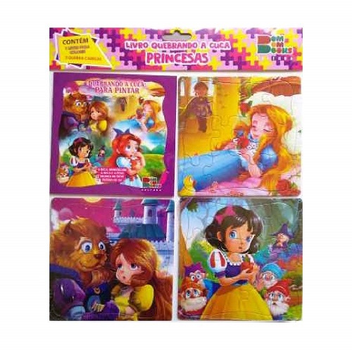 Quebrando a Cuca - Princesas 1 Livro Para Colorir e 3 Quebra-cabeças