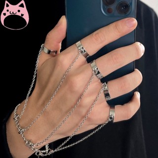 Sindlan Geométrica Do Punk Cor Prata Cadeia Pulseira Para Homens Anel Charme Set Casal Emo Presentes Da Moda Jóias HGF