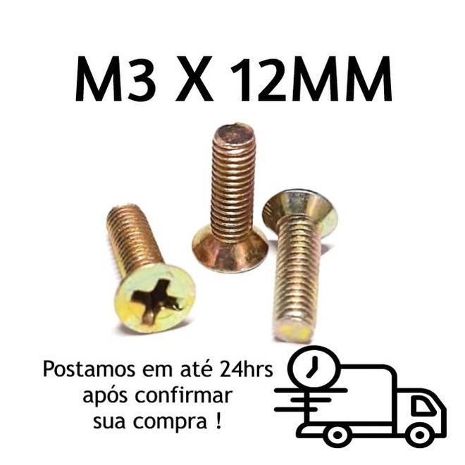 Parafuso Máquina Cabeça Chata Phillips M3 X 12mm