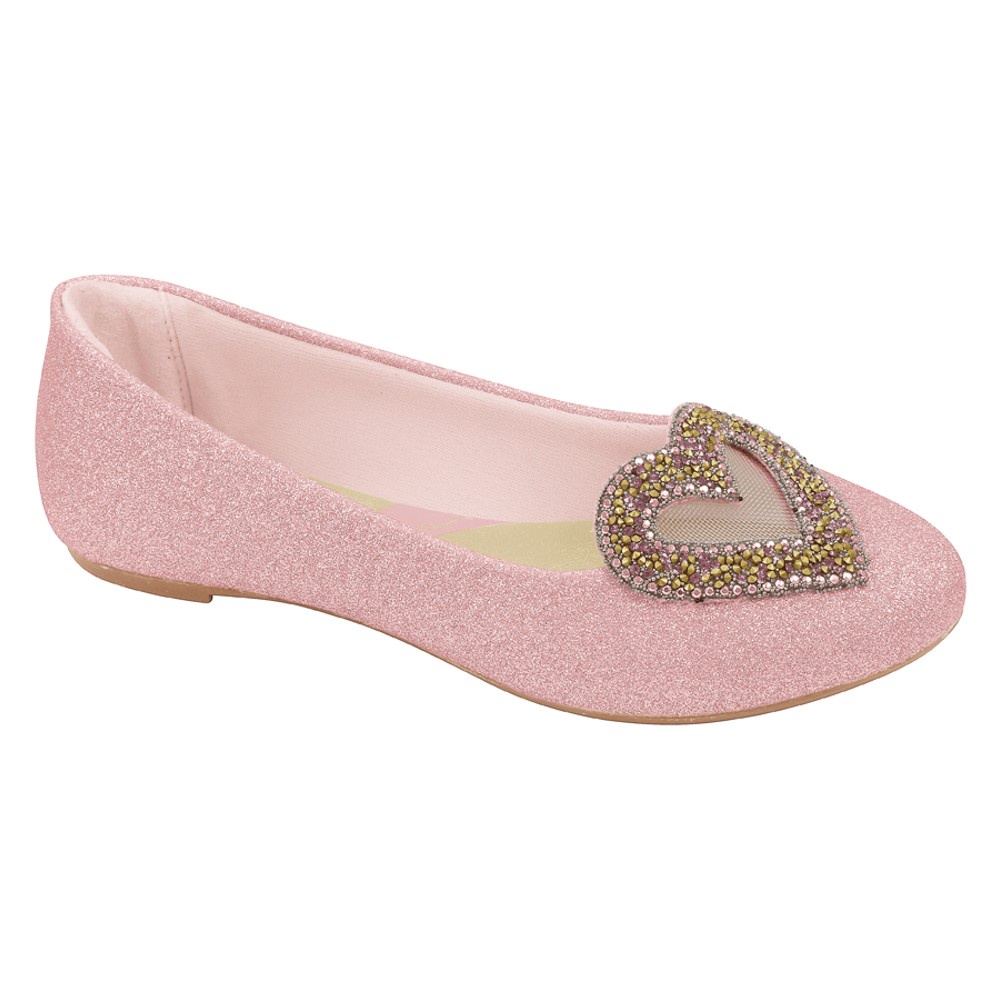Sapatilha Pampili Super Fofura Coracao Glitter Rosa 295.200