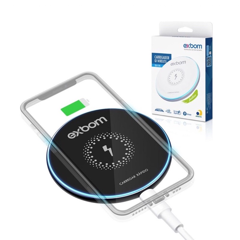 Carregador sem fio por indução wireless QI Exbom TQI-F18A