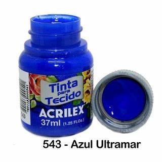 TINTA PARA TECIDO FOSCA ACRILEX - AZUL ULTRAMAR 37ml - COD.543 - PLANETA DAS ARTES