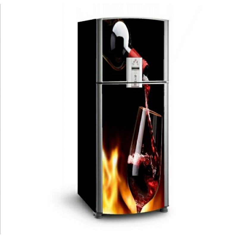 Adesivo plotagem geladeira taça de vinho simples