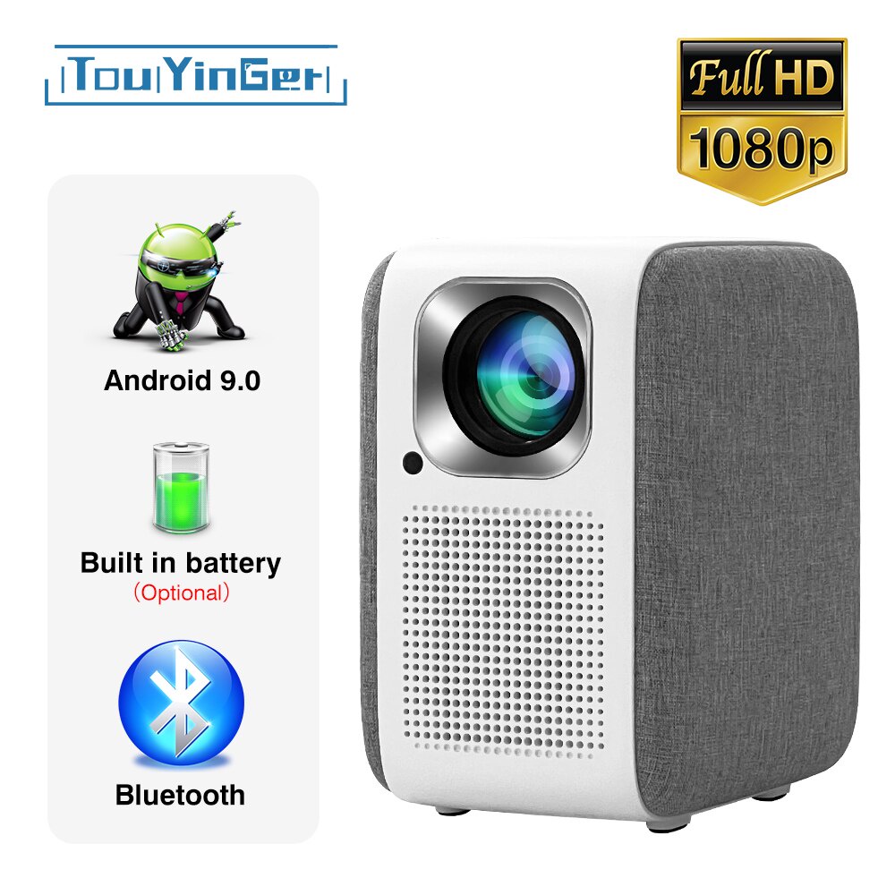 Mini Projetor Touyinger Portátil H6 Full HD 1080P Bateria Wi-Fi Opcional TV LED Casa E Exterior Cinema Android