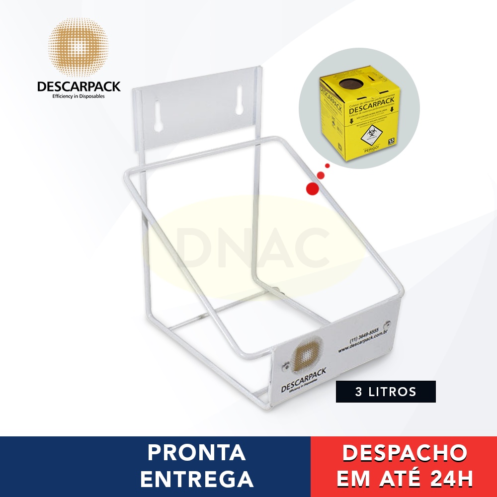 Suporte Caixa Coletora Para Descarte De Material Perfurocortante Infectante Lixo Hospitalar 3 Litros - Descarpack em Oferta na Shopee