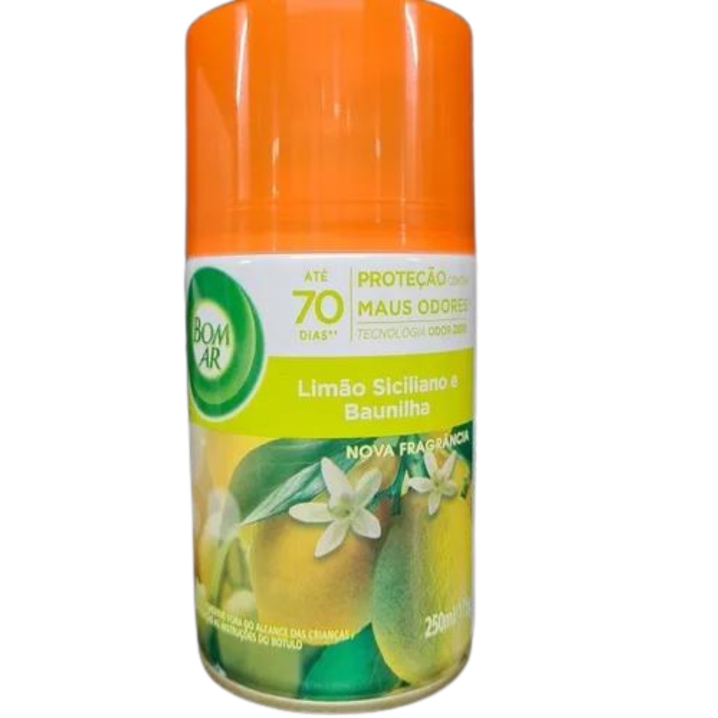 Refil Bom Ar Automático Limão Siciliano e Baunilha 250ml Ambiente Sempre Agradável