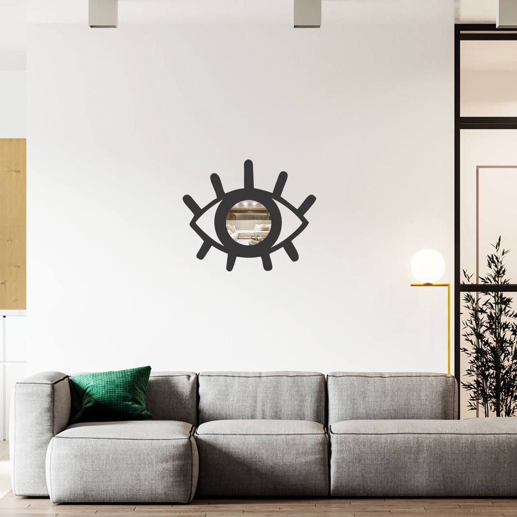 Imagem Espelho Decorativo Mandala Olho Grego Místico MDF Preto Fosco em 3 Tamanhos