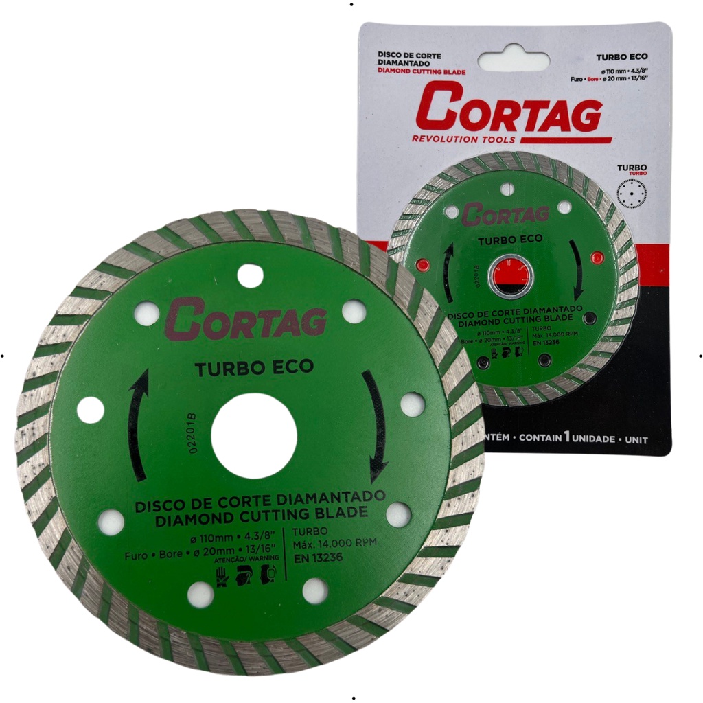 Disco Diamantado Cortag 110mm Turbo Eco Mármore Concreto Granito Cód 60598