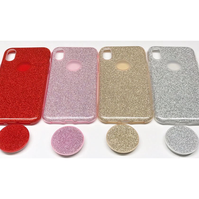 Capa Glitter Iphone X Pro Capinha Com Suporte Popsocket