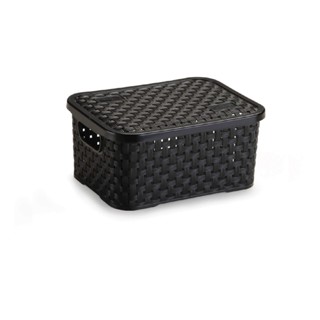 Cesto Eco Organizador Rattan PP Com Tampa