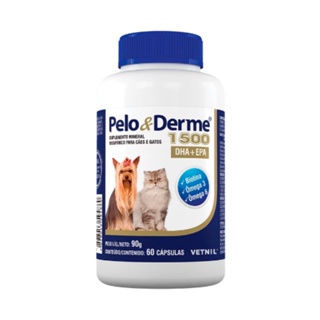Pelo E Derme 1500mg Vetnil Com 60 Capsulas para dermatite e alergia de pele cachorro e gato em Oferta na Shopee