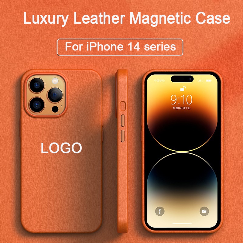 Capa De Couro De Alta Qualidade Para iPhone 14 Pro Max 14 Plus Cases De Telefone Com Traseira De Atração Magnética Tem Logotipo 1 : 1