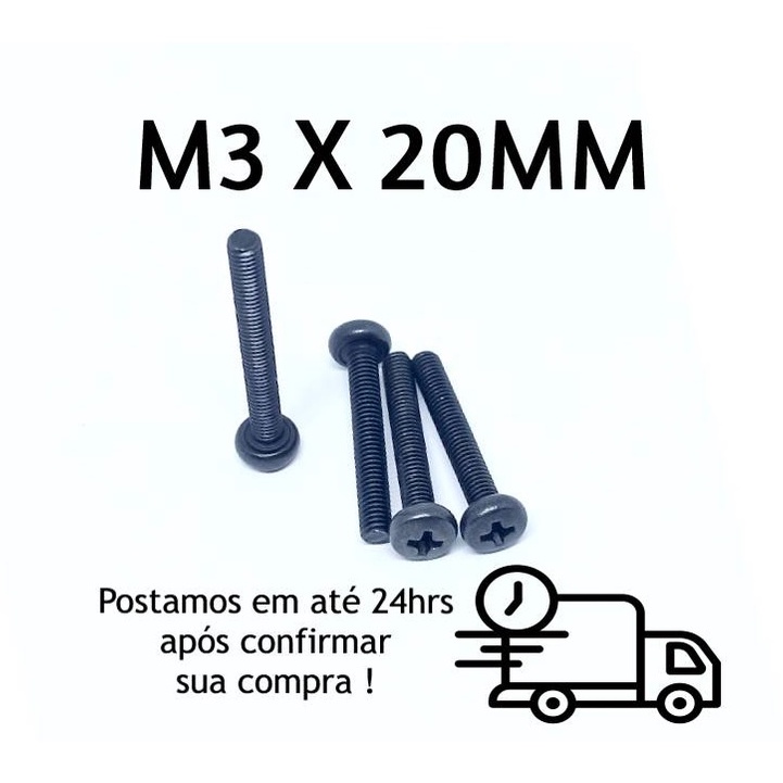 Parafuso Panela Philips M3 x 20mm Oxidado Preto 200/500 Peças · foto 2