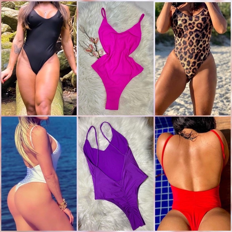 Maiô Maio Body Cavado Asa Delta Empina Bumbum Fio Dental Sexy Anitta Moda Praia Blogueira Gringa Decote Costas