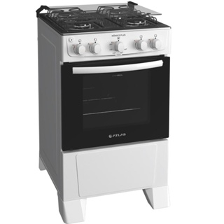 Fogão 4 bocas Atlas Mônaco Plus Branco Mesa inox e acendimento automático em Oferta na Shopee