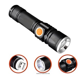Mini Lanterna Tática com Led e Zoom Recarregável USB