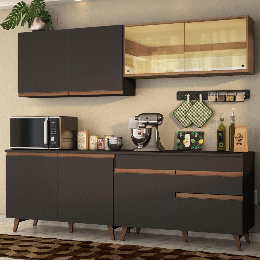 Cozinha Completa Madesa Reims 240001 com Armário e Balcão - Preto/Rustic em Oferta na Shopee