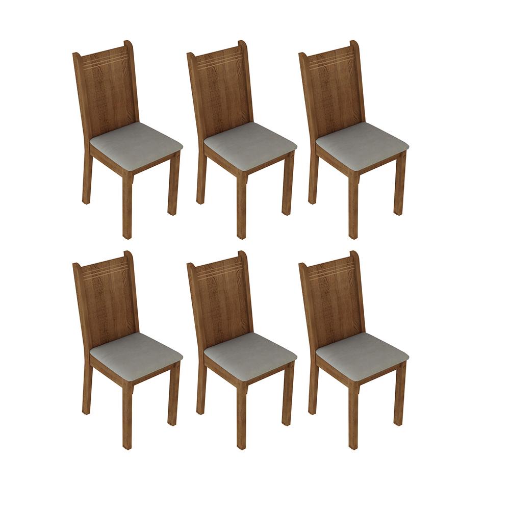 Kit 6 Cadeiras de Jantar 4290 Madesa Rustic/Pérola - Home & Living