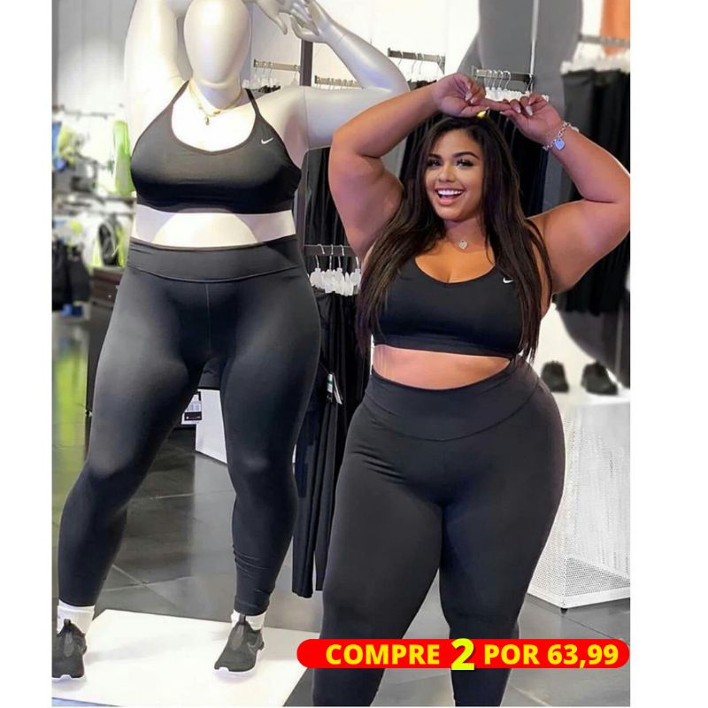 Calça Legging Academia Levanta Bumbum Plus Size Fitness Sem Costura Cintura  Alta leggin empina bumbum esportiva yoga Estilo fashion plus size Tecido  elástico e resistente