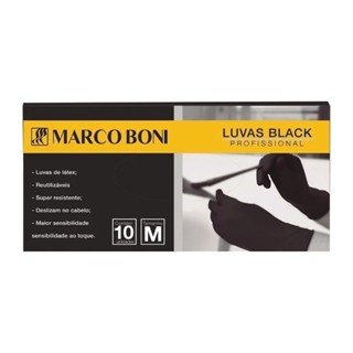 Luva Em Latex Marco Boni Black 10 Unidades Tamanho M