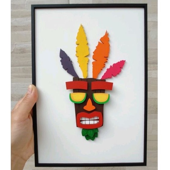 Placa decorativa máscara Aku Aku, Crash bandicoot, em MDF