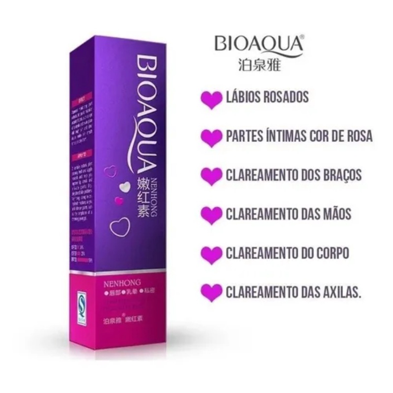 Bioaqua Gel Clareador Corporal intimo Pele Axilas Virilha Lábios Cotovelo -2 Unidades
