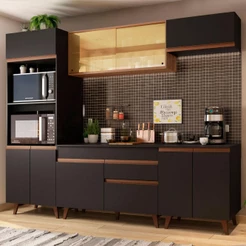 Armário de Cozinha Completa com Balcão Preto/Rustic Madesa Reims 260002