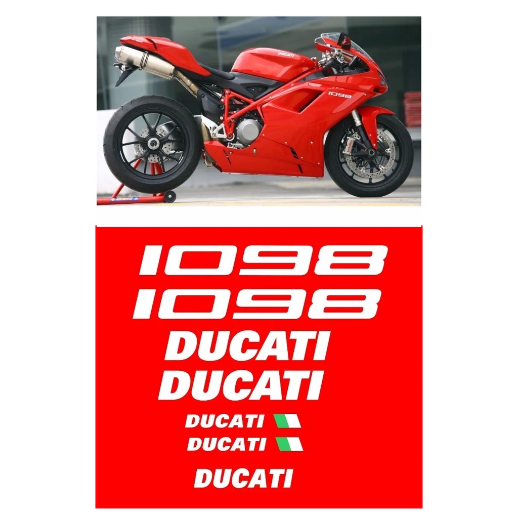 Kit Adesivos Compatível Ducati 1098 Moto Vermelha R464