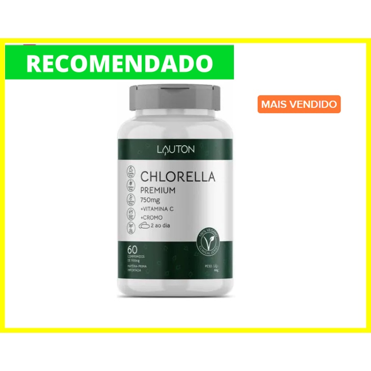 Suplemento Vitamínico Chlorella Premium Lauton (Clorela + Vit C + Cromo) - 60 Comp