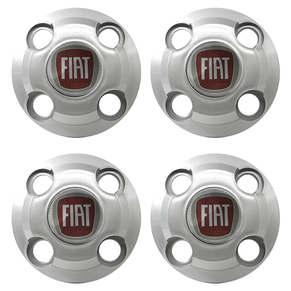 Jogo Calota Centro Roda New Silver Adaptável Aro 13 14 15 Uno Palio Punto - Prata