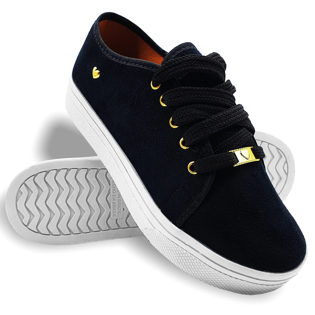 Tênis Feminino Casual Slip on Preto Branco Confortavel Macia Sapato em Oferta na Shopee