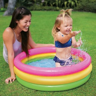 Piscina Infantil Inflável Bebê Redonda Praia Colorida Fundo Inflável