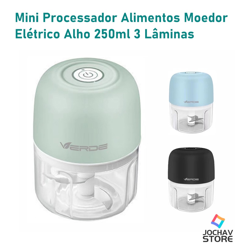 Mini Processador de Alimentos E Triturador Elétrico E Moedor Multiprocessador Eletrico Alho Cebola Processado Sem Fio 3 Lâminas 250ml-XZLLJ1207