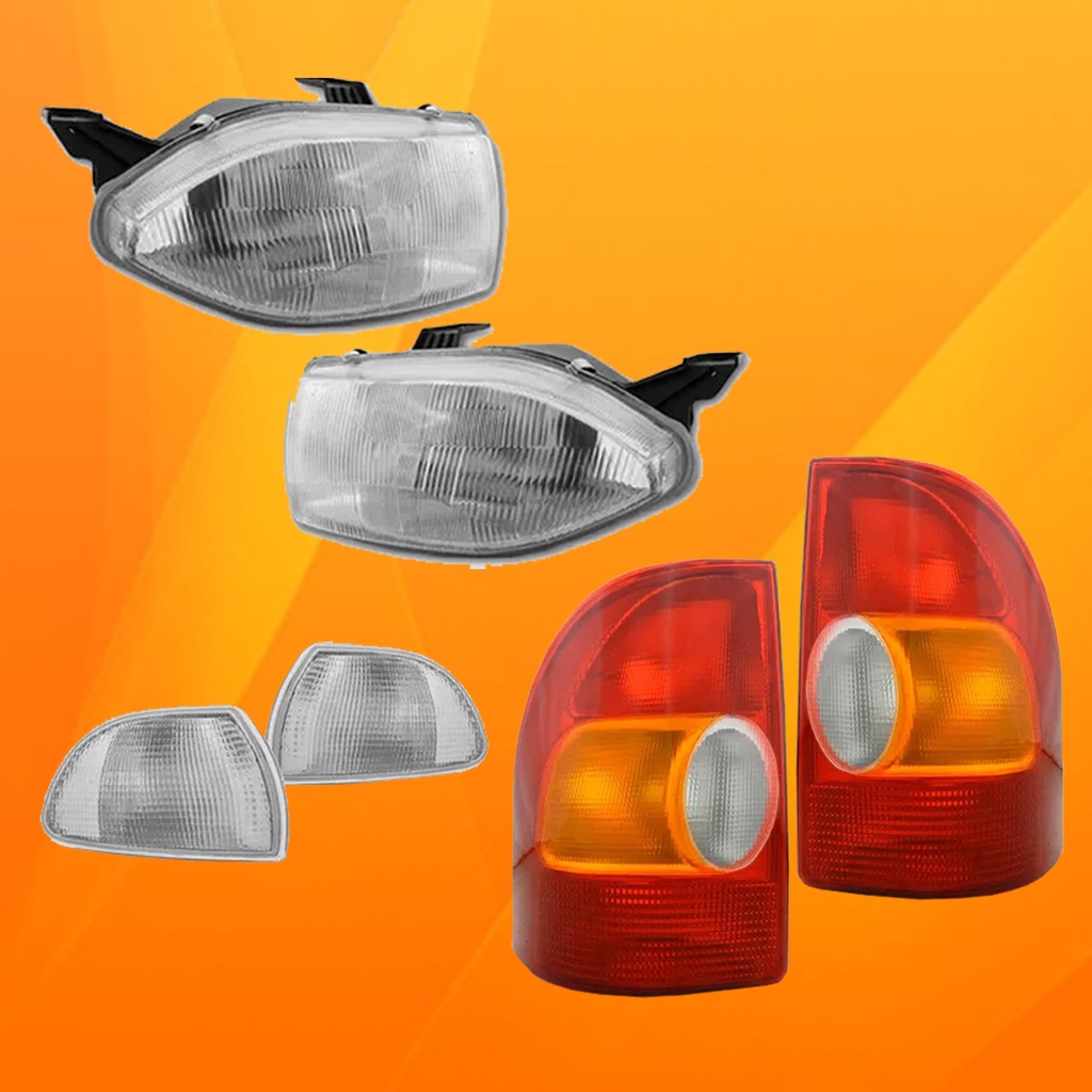 Kit Farol Strada 96 97 98 99 + Pisca + Lanterna Tricolor