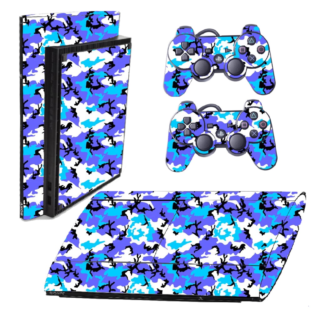 Skin PS3 Super Slim Playstation Adesivo Pelicula Protetora Camo Blue Ice