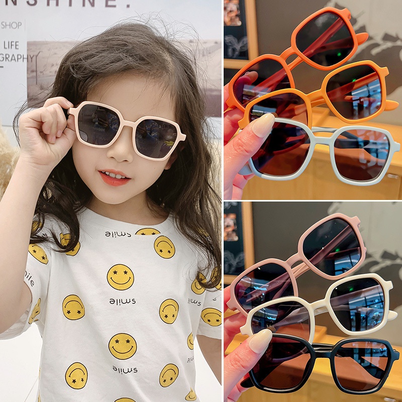Óculos De Sol Infantil Feminino Menino Moda Legal Menina Silicone Proteção Solar UV