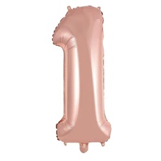 Balão Número 1 Gigante 80 cm Rose Gold Laminado (RT) (CHOCO)