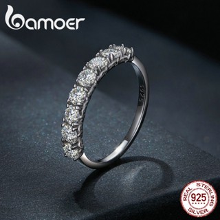 Bamoer 925 Anel De Prata Estampa Moissanite D Cor VVS1 Premium Corte 4 Tamanhos Jóias De Moda Presente Para Meninas De Casamento