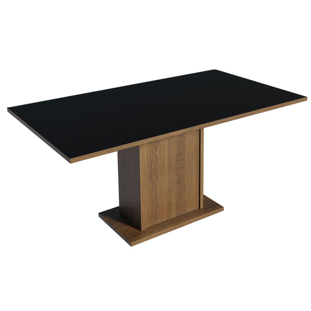 Mesa Madesa Retangular Tampo de Madeira 5275 Rustic/Preto - Home & Living