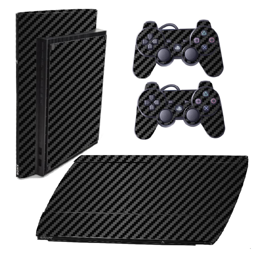 Skin PS3 Super Slim Playstation Adesivo Pelicula Protetora Fibra Preto Black
