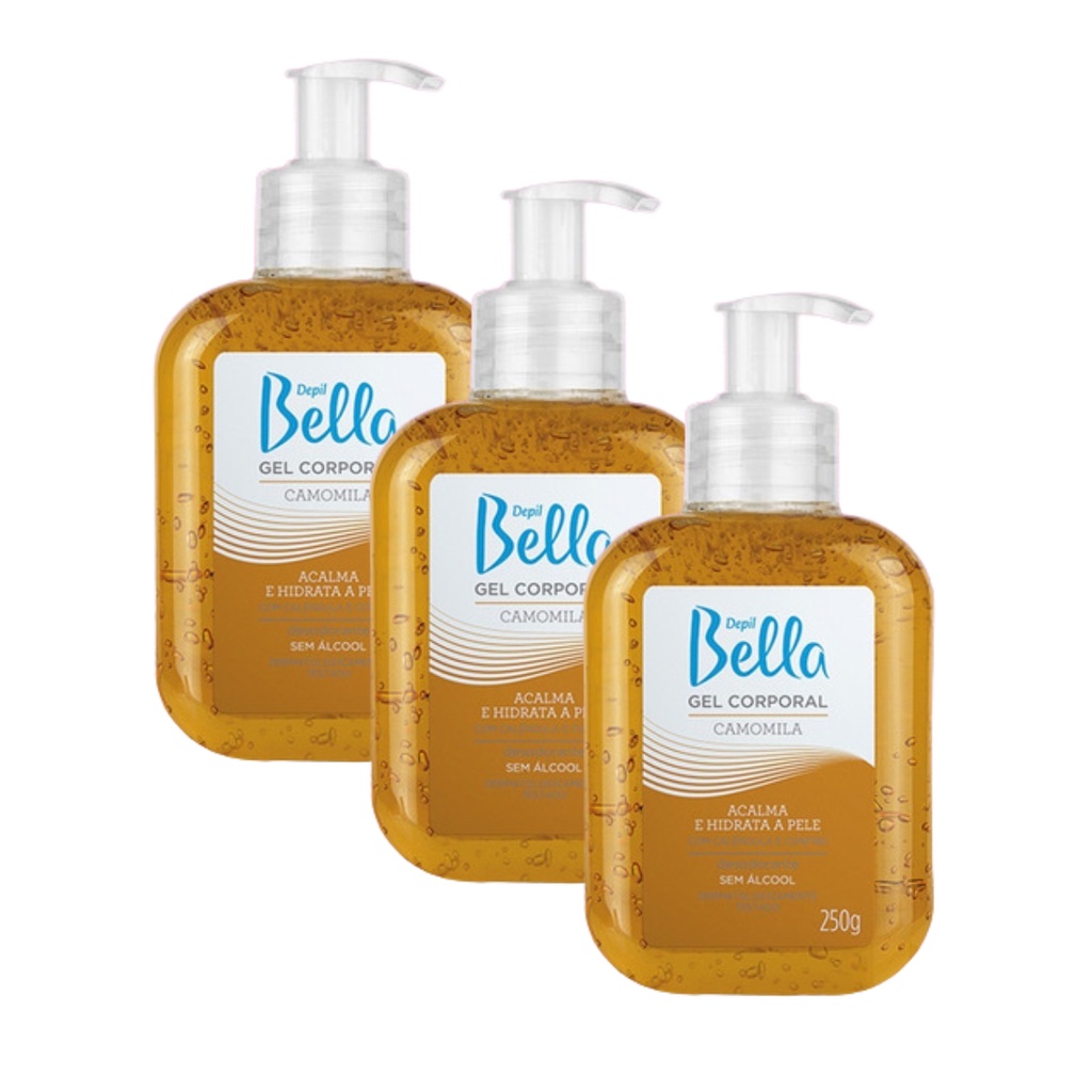 Kit 3 Gel Corporal Calmante Camomila Pós Depilação Depil Bella 250g
