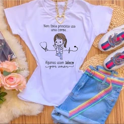 Promoção Camiseta blusa T-shirt Feminina ENFERMAGEM NEM TODA PRINCESA USA JALECO