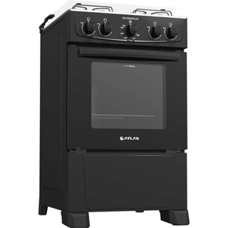 Fogão Atlas 4 bocas preto com forno limpa fácil Coliseum Plus - Forno 50L em Oferta na Shopee